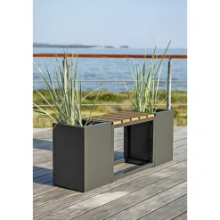 GARDEN LIFE MED 2 PLANTEKASSER HAVEBÆNK SORT 120 CM