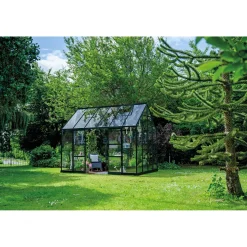 HALLS ICON PLANTHOUSE 8 PLANTHOUSE EKSKL. SOKKEL HÆRDET GLAS SORT 9,7 M2