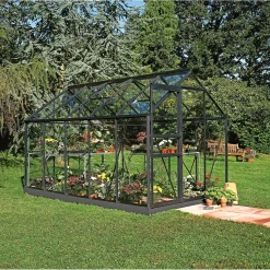 HALLS POPULAR 106 DRIVHUS INKL. SOKKEL 3 MM DELT GLAS SORT 6,2 M2