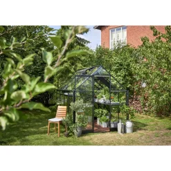 HALLS QUBE 68 DRIVHUS 3 MM HÆRDET GLAS HELE BANER SORT 5 M²