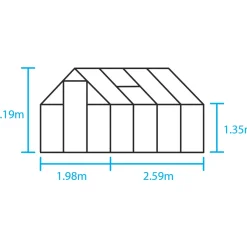 HALLS QUBE 68 DRIVHUS 3 MM HÆRDET GLAS HELE BANER SORT 5 M²