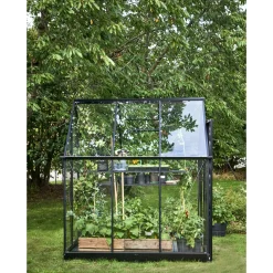 HALLS QUBE 66 DRIVHUS 3 MM HÆRDET GLAS HELE BANER SORT 3,9 M2