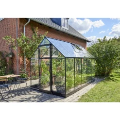 HALLS QUBE 610 DRIVHUS 3 MM HÆRDET GLAS HELE BANER SORT 6,4 M2