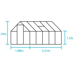 HALLS QUBE 610 DRIVHUS 3 MM HÆRDET GLAS HELE BANER SORT 6,4 M2