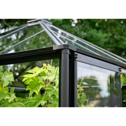 HALLS QUBE SQUARE DRIVHUS 3 MM HÆRDET GLAS HELE BANER SORT 6,3 M2