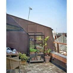 JULIANA CITY GREENHOUSE VÆGDRIVHUS 4 MM HÆRDET GLAS HELE BANER SORT 0,32 M2