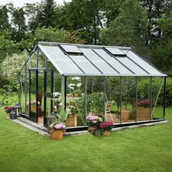 JULIANA GARTNER EKSKL. SOKKEL DRIVHUS 3 MM HÆRDET GLAS HELE BANER ALU 16,2 M2