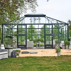 JULIANA GRAND OASE ORANGERI 3 MM HÆRDET GLAS HELE BANER ANTRACIT 18,8 M2