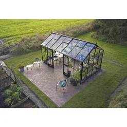 JULIANA JUBII 60 EKSKL. SOKKEL DRIVHUS 3 MM HÆRDET GLAS HELE BANER SORT 15,1 M2