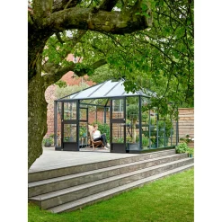 JULIANA OASE DRIVHUS 3 MM HÆRDET GLAS HELE BANER ANTRACIT 13,5 M2