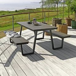 OUTRIUM BLÅVAND BORDBÆNKESÆT ANTRACIT