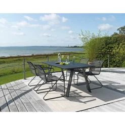 OUTRIUM CARROS/BILBAO MED 4 STOLE HAVEMØBELSÆT SORT/ANTRACITGRÅ