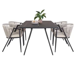 OUTRIUM CARROS/COMO MED 4 STOLE HAVEMØBELSÆT SORT/LYS SAND