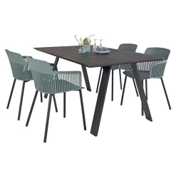 OUTRIUM CARROS/LAGOS MED 4 STOLE HAVEMØBELSÆT SORT/GRØN