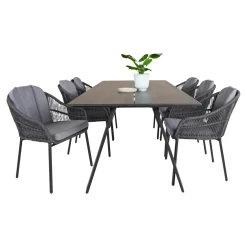 OUTRIUM CARROS/PALMA BORD + 6 STOLE HAVEMØBELSÆT SORT/GRÅ