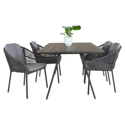 OUTRIUM CARROS/PALMA BORD + 4 STOLE HAVEMØBELSÆT SORT/GRÅ