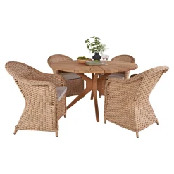 OUTRIUM ESTORIL/SYMI MED 4 STOLE HAVEMØBELSÆT TEAK/NATUR