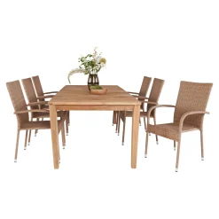 OUTRIUM GILI/NAPOLI MED 6 STOLE HAVEMØBELSÆT TEAK/NATUR