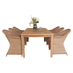 OUTRIUM GILI/SYMI MED 6 STOLE HAVEMØBELSÆT TEAK/NATUR