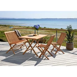 OUTRIUM JAVA/SYROS BORD + 2 STOLE + BÆNK HAVEMØBELSÆT TEAK
