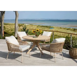 OUTRIUM JEPARA BORD + 4 STOLE HAVEMØBELSÆT NATUR/SANDGRÅ