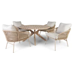 OUTRIUM JEPARA BORD + 4 STOLE HAVEMØBELSÆT NATUR/SANDGRÅ