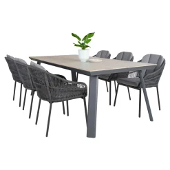 OUTRIUM LEROS/PALMA BORD + 6 STOLE HAVEMØBELSÆT GRÅ