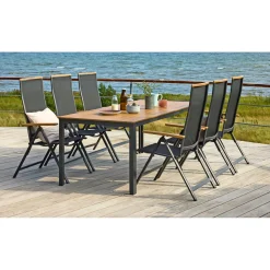 OUTRIUM PISA/FARO MED 6 STOLE HAVEMØBELSÆT NATUR/SORT