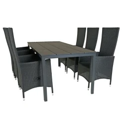OUTRIUM PISA/LYON MED 6 STOLE HAVEMØBELSÆT SORT