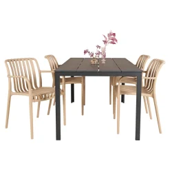 OUTRIUM PISA/MURCIA BORD + 4 STOLE HAVESÆT SORT/SANDGRÅ