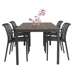 OUTRIUM PISA/MURCIA BORD + 4 STOLE HAVESÆT SORT