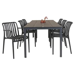 OUTRIUM PISA/MURCIA BORD + 6 STOLE HAVESÆT SORT