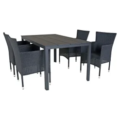 OUTRIUM PISA/TOSCANA MED 4 STOLE HAVEMØBELSÆT SORT