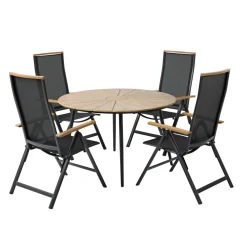 OUTRIUM TAVIRA/FARO BORD + 4 STOLE HAVEMØBELSÆT NATUR