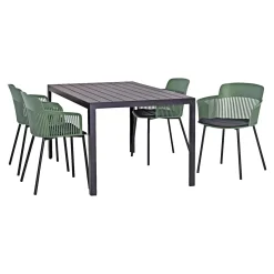 OUTRIUM TOSCANA/LAGOS MED 4 STOLE HAVEMØBELSÆT SORT/GRØN