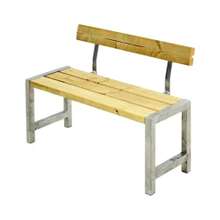 PLUS CAFE MED RYGLÆN BÆNK NATUR 127 CM