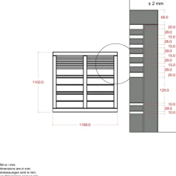 PLUS HEGN FUNGICIDBEHANDLET OG GRUNDMALET UMBRAGRÅ 120 X 110 CM