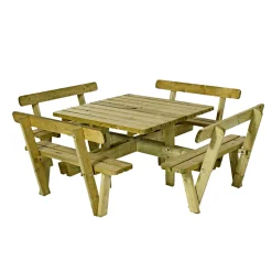 PLUS 4-KANTET BORDBÆNKESÆT NATUR