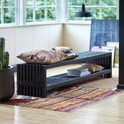 PLUS RUSTIK TRALLEBÆNK SORT 218 CM