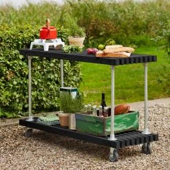 PLUS TRALLEMØBLER SERVERINGSVOGN SORT NÅLETRÆ / STÅL